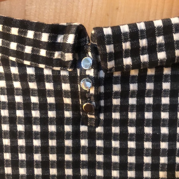 Talbots sleeveless blouse black white check plaid gingham collar tank top - Picture 7 of 8